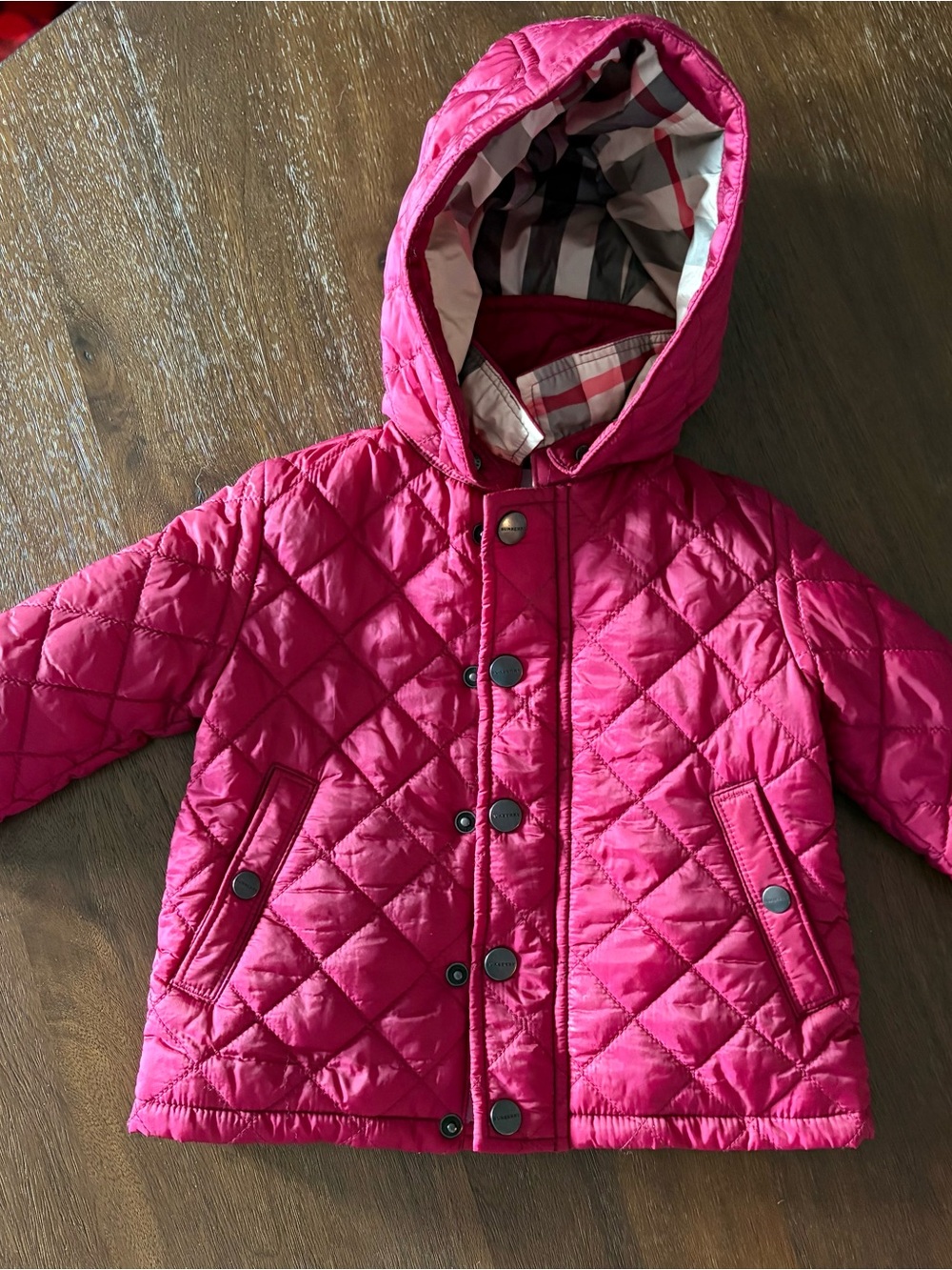 Burberry Baby Quilted Hooded Jacket - Deep Red